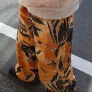 Fashion Nova Orange & Black Palm-Print Kids Lounge Pants